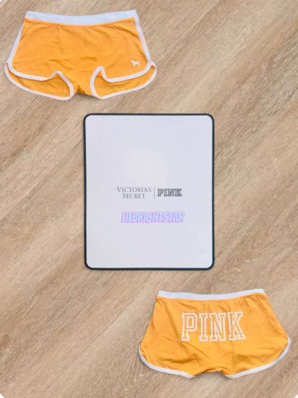 🆕🧡 PINK Neon Orange Y2K Dorm Boyshorts Victoria Secret NWT